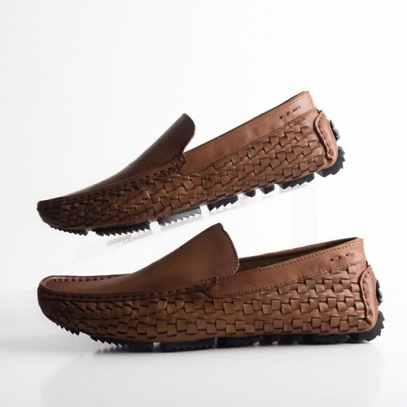 Massimo Matteo Firenze Men Driving loafers Havana Brown Leather woven US 9 EU 42 main image 7